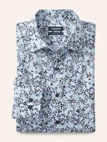 Extraglatt-Hemd Kent-Kragen Blätter Druck