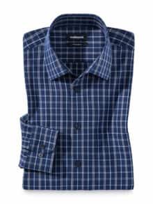 Extraglatt-Hemd Walbusch-Kragen Karo Marine