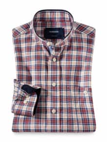 Stehkragen Flanell-Hemd Karo Bordeaux
