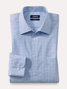 Extraglatt-Hemd Walbusch-Kragen Karo Bleu