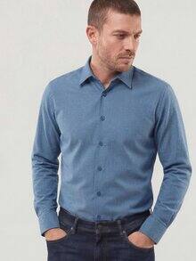 Hemd aus melierter Baumwolle Jeansblau