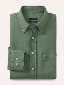 Pures Leinen Hemd Überfärber Oliv