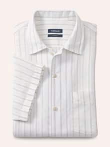 Leinen-Mix Revers-Kragen-Hemd Streifen Natur