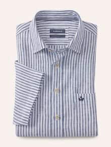 Pures Leinen Hemd StreifenMarine