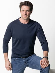 Langarm-Shirt Rundhalsausschnitt Marine