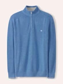 Gerippter Baumwoll-Troyer Hellblau