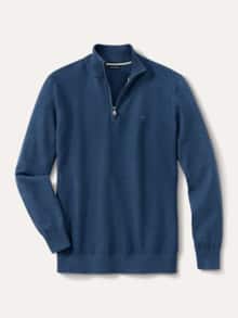 Struktur-Troyer Herbstlaub Jeansblau