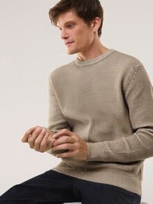 Strukturpullover Bicolor Sand