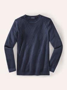 Strukturpullover Merino Extrafein Marine