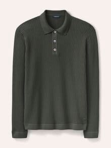 Strickpolo aus Baumwolle Oliv