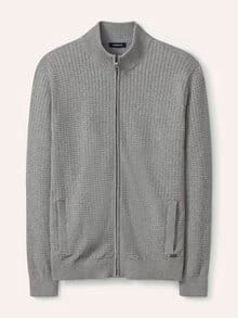 Strickjacke Waffelstruktur Grau Melange