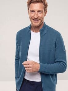 Strickjacke aus Baumwolle Rauchblau