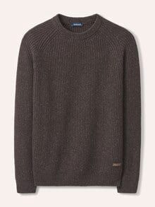 Rundhalspullover in Tweed Optik Dunkelbraun