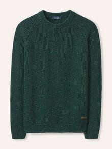 Rundhalspullover in Tweed Optik Oliv