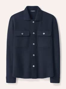 Hemdjacke aus Merinowolle Marine