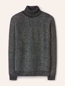 Rollkragenpullover mit Fischgratm. Anthrazit