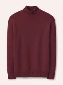 Stehkragen-Pullover mit Merinowolle Bordeaux