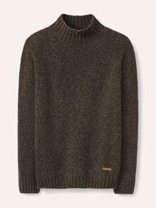 Stehkragen-Pullover in Boucle Optik Dunkelbraun