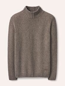 Stehkragen-Pullover in Boucle Optik Taupe