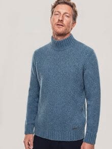 Stehkragen-Pullover in Boucle Optik Rauchblau