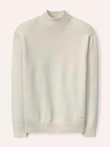 Stehkragen-Pullover mit Merinowolle Wollweiß