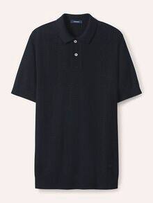 Strickpolo Klimastruktur Marine