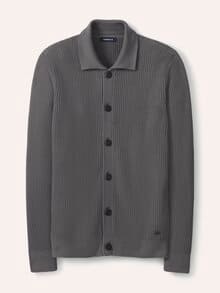 Gerippter Polo-Cardigan Grau