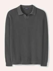 Gerippter Polopullover Graphit