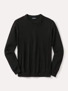 Rundhals-Pullover Merino Extrafein Schwarz