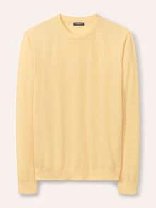 Rundhals-Pullover Merino Extrafein Zitronengelb