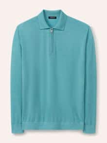 Polo-Pullover Merino Extrafein Mintgrün