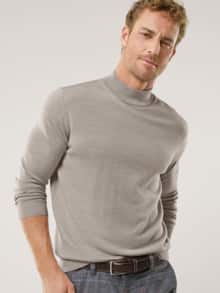 Stehbund-Pullover Merino Extrafein Natur