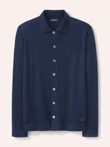 Strickpolo aus Merinowolle Marine