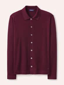 Strickpolo aus Merinowolle Bordeaux
