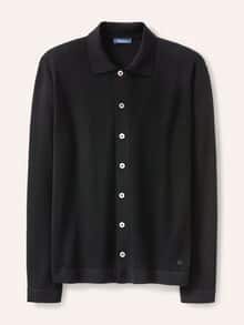 Strickpolo aus Merinowolle Schwarz