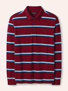 Streifen Polo Rot/Marine