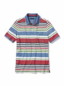 Extraglatt-Polo Bicolor Streifen Weiß