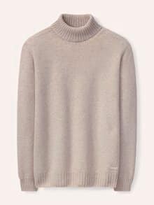 Rollkragenpullover aus Lammwolle Wollweiß