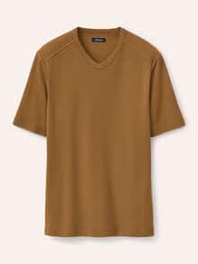 Zu schade für drunter-Shirt V-Neck Cognac