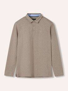 Langarmpolo aus Baumwollmix Sand