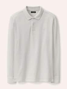 Langarmpolo aus weicher Baumwolle Offwhite