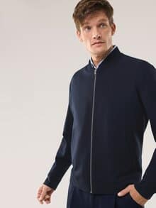 Anzug-Blouson mit Stehkragen Marine