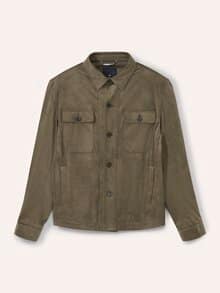 Hemdjacke aus Microvelours Khaki