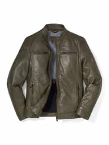 Biker Lederjacke Speedway Khaki