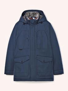 Warme Langjacke mit Kunstfell Marine