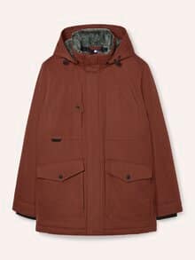 Warme Langjacke mit Kunstfell Rotbraun