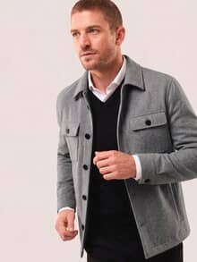 Doubleface Hemdjacke Hellgrau