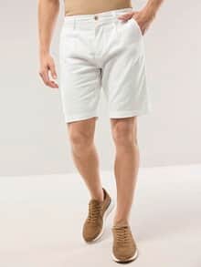 Leinenmix Bermudas Weiß