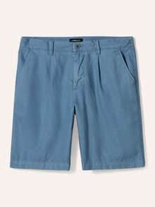 Leinenmix Bermudas Mittelblau