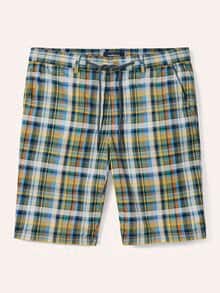 Urlaubs-Bermudas Baumwollstretch Blau kariert